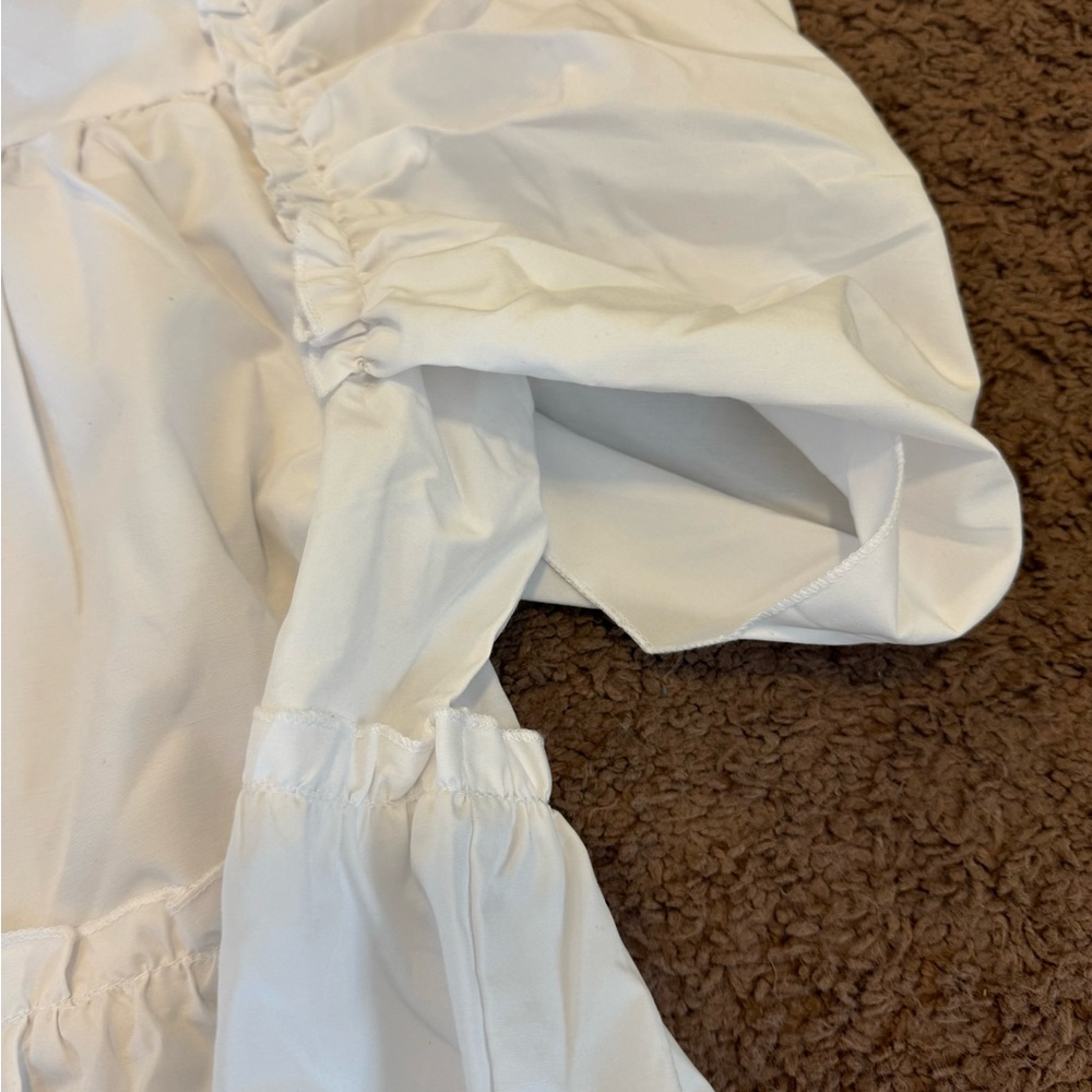 Girl Soul White Cotton Puff Sleeve Dress A Line Flare Swing Forever 21 S NEW - Picture 3 of 8